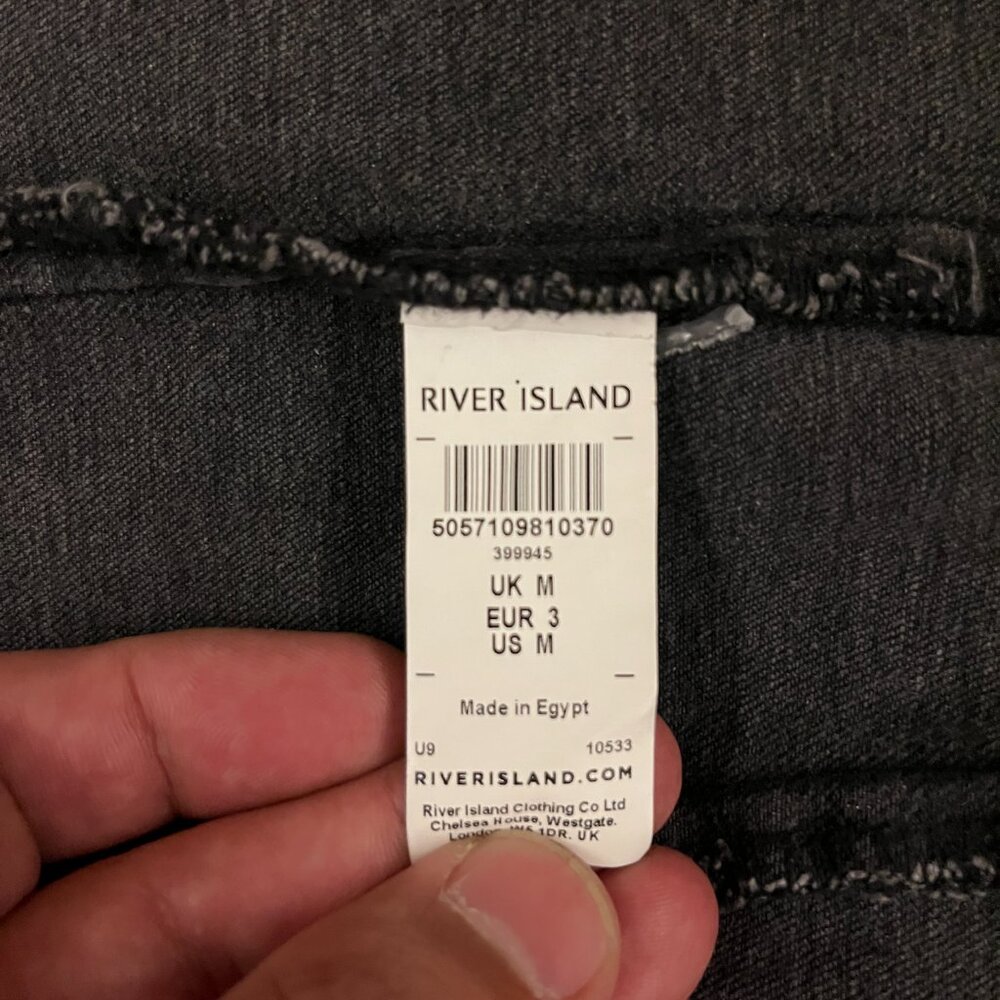 River Island Black Washed Denim Trucker Jacket Size MED - Picture 4 of 8